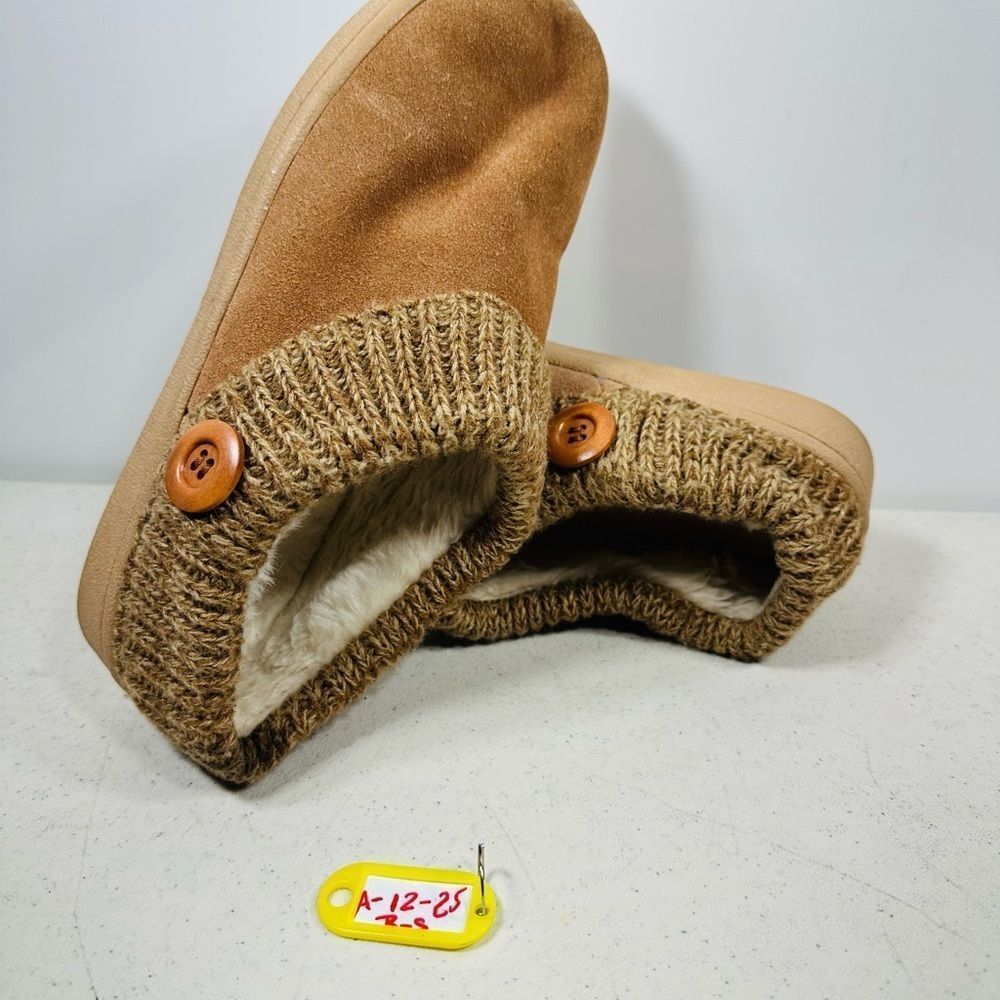 Clarks Fairisle Cinnamon Scuff Leather Rounded Closed Toe Slip On Slipper size 8